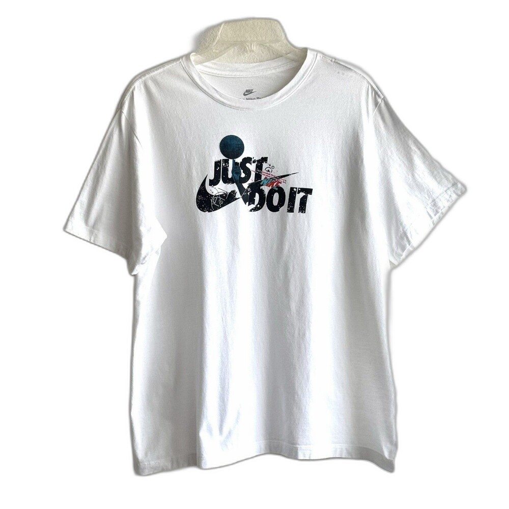 Nike Mens Just Do It T-Shirt Tee White Swoosh Graphics Basketball